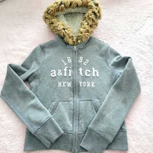 Abercrombie Kids Gray Jacket with Tan Fur Hood